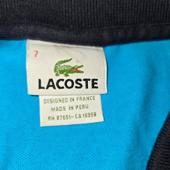 Lacoste Men’s Polo Shirt Size 7 (XL) Turquoise Blue & Navy – Crocodile Logo - Picture 3 of 12